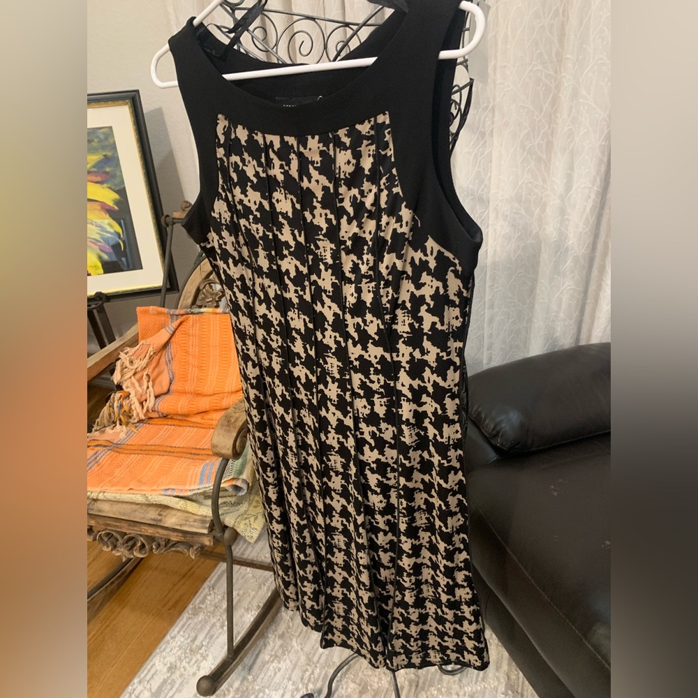 Perceptions. Black & Brown Checkaboard Pleated Dr… - image 3